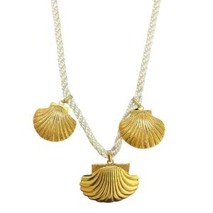 YSL Vintage 1980s Gold Sea Shell Pendant Necklace